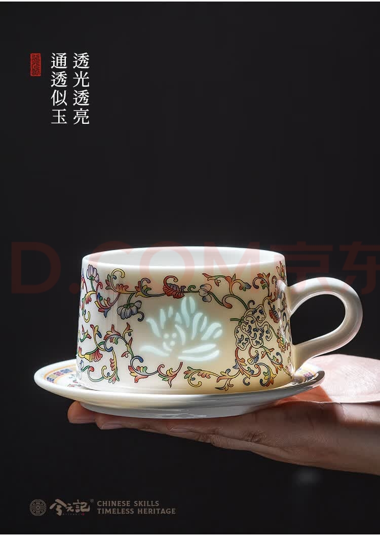 彩绘玲珑白瓷咖啡杯1